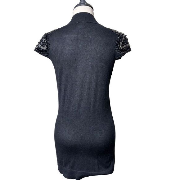 Cache Short Sleeve Mock Turtleneck Embellished Tunic Sweater Medium - Picture 4 of 5